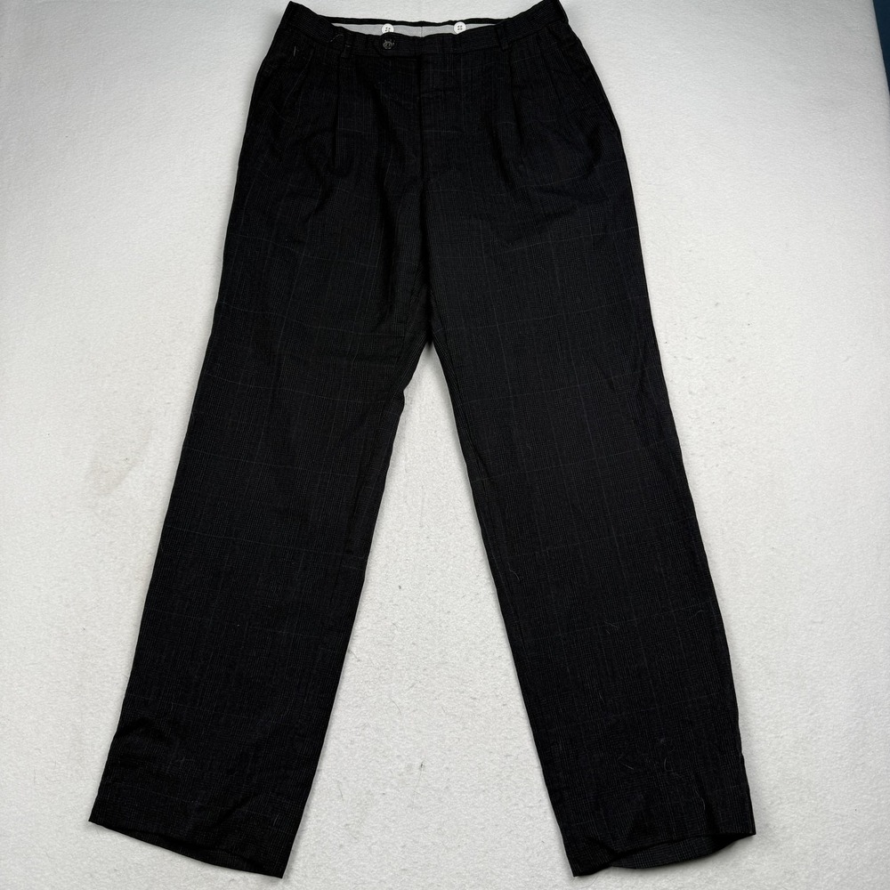 Christian Monsieur Dress Pants Mens 31x31 Gray Plaid Pleated Slacks
